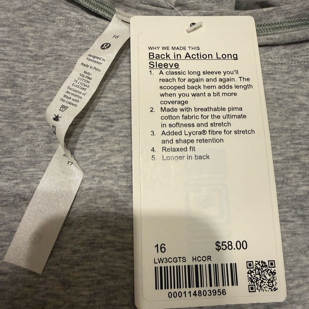 Lululemon Back in Action Long-Sleeve Women’s Top NWT - Picture 3 of 3